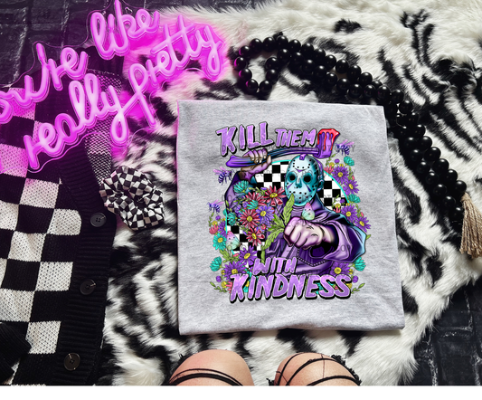 Kill Them with Kindness | Retro Slasher Floral Tee